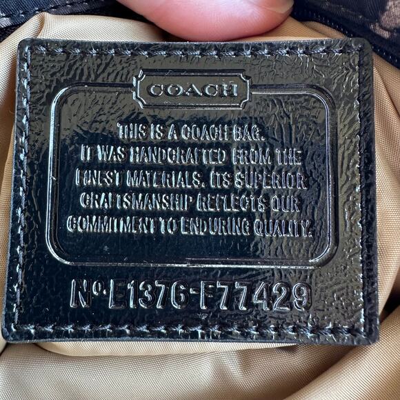 Coach Ocelot Leopard Print Packable File Bag Black Tan Gold Hardware Travel Tote - Picture 6 of 10